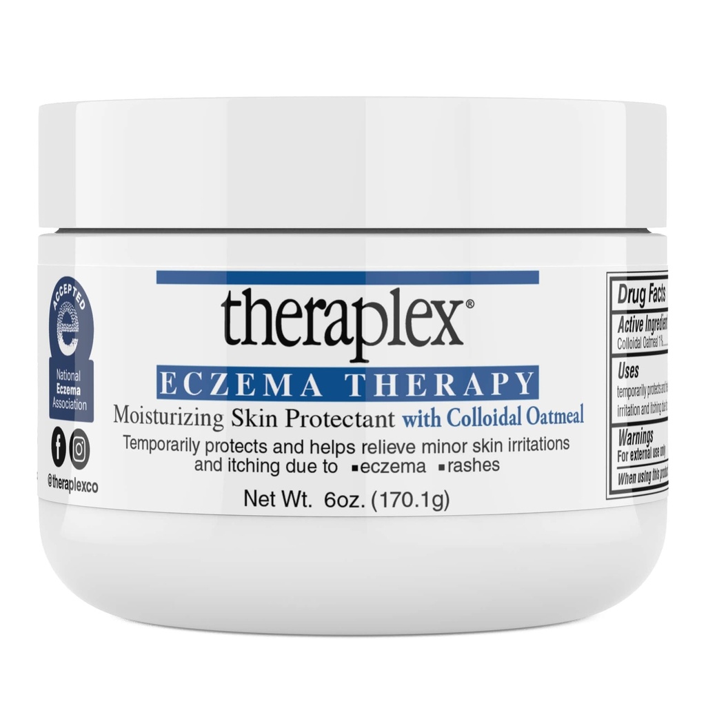 Theraplex Eczema Therapy (6 oz) - Moisturizing Skin Protectant dengan Natural Colloidal Oatmeal, Noncomedogenic, dan hypoallergenic, Fragrance- Free - National Eczema Association Seal of Conferval