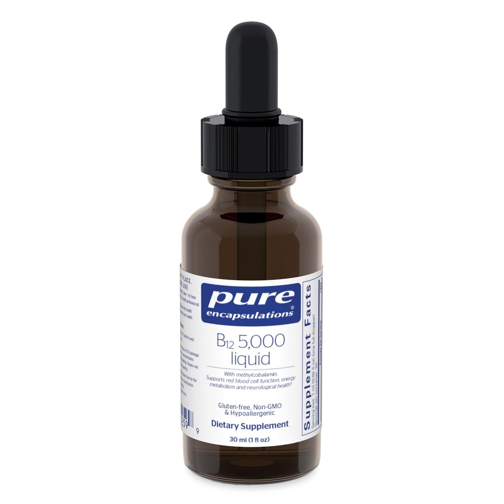 Encapsulasi Murni B12 5.000 Liquid - Vitamin B12 Methylcobalamin Suplemen untuk Mendukung Energi, Kesehatan Nerve, Fungsi Kognitif & Sel Darah *
