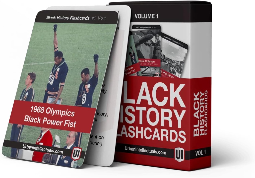Urban Intelectuals Black History Flashcard - Volume 1 Famous Black Cultural Holiday Trivia Playing Cards Educational Activity for Dewaty Classroom