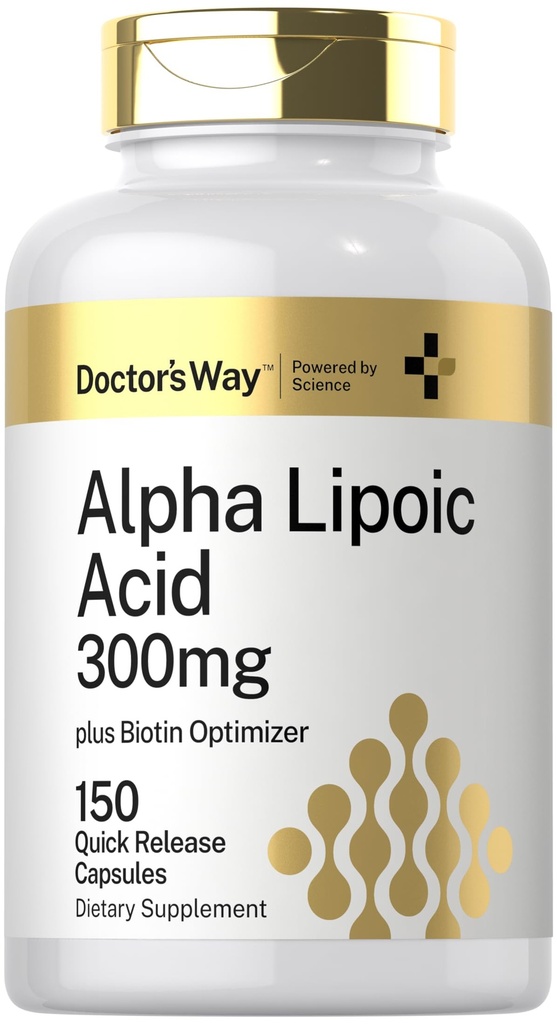 Dokter Way Alpha Lipoic Acid 300mg 124; 150 Capsules 124; dengan Biotin Optimizer 124; Suplemen ALA 124; Non-GMO, Gluten Bebas