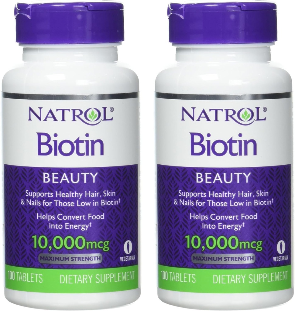 Natrol Biotin Tablet 10.000 mcg, 100 Cacah (Paket 2)