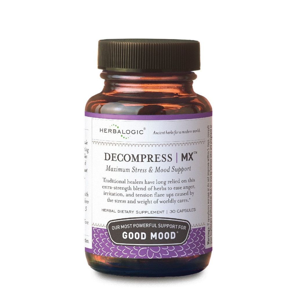 Herbalogic - Decompress MX Herb Capsules - Maximum Stress & Tension Relief - Reduces Age & Moodness, Positive Mood Dukungan - Berdasarkan Formula Cina Tradisional Xiao Yao San - 30 Cap Count