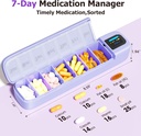 Daviky Smart Pill Organizer dengan Alarm, Bluetooth Daily Once a Day Pill Box 7 Day with APP, Weekly Travel Pill Case, Portable Pil Reminder for Medicine, Suppores and Vitamin (Purple)