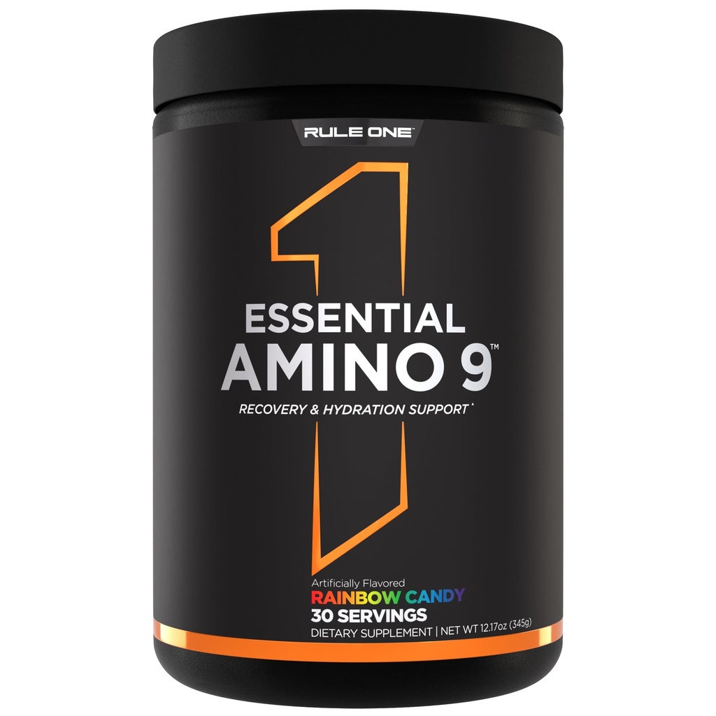 Aturan 1 EscalyAmino 9 - Dukungan Pemulihan & Hidration dengan 7.5g Amino Acids + Electrolytes (30 Servis, Permen Pelangi)