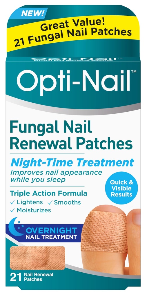 Opti- Nail Fungel Nail Renewal Patch - 21 Patch, Night- Time Treatment Meningkatkan Penampilan Nail Sementara Anda Tidur