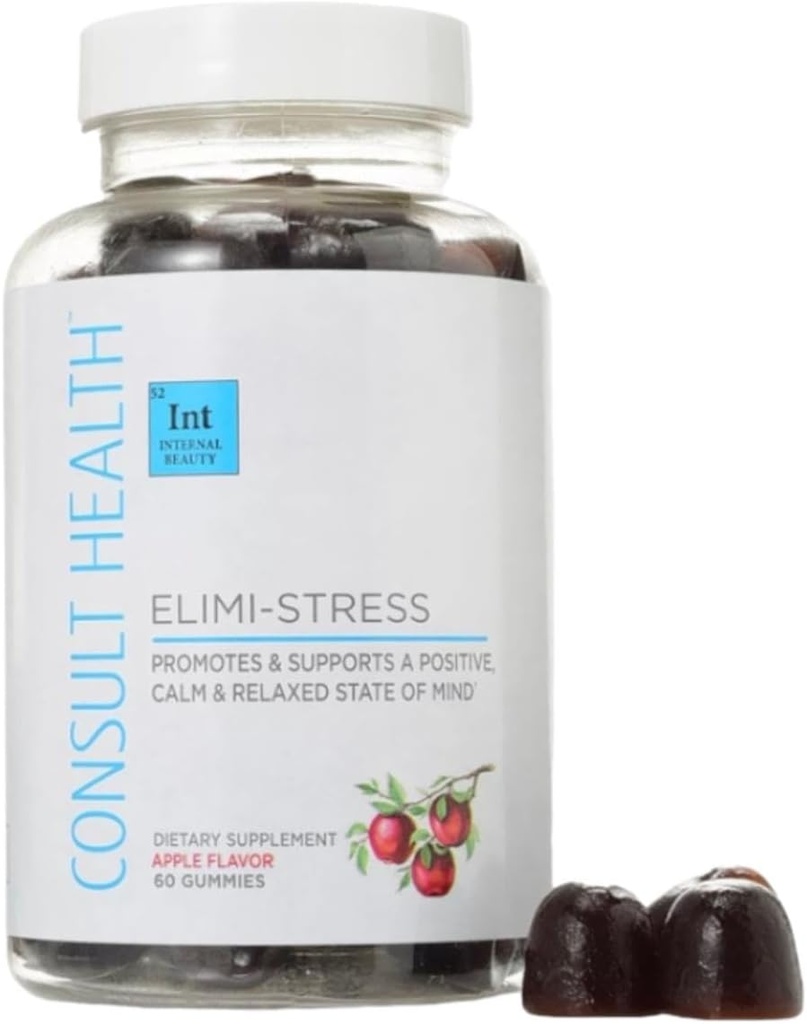 Konsultan Kesehatan - ELIMI- Stres Vegan Gummies - Stres Relief Suplement - Deputy Fatigue - Natural Apple Flavor - Ashwagandha Root & Leaf Extract -Tumeric Extract - Caffeine Free - 60 Count
