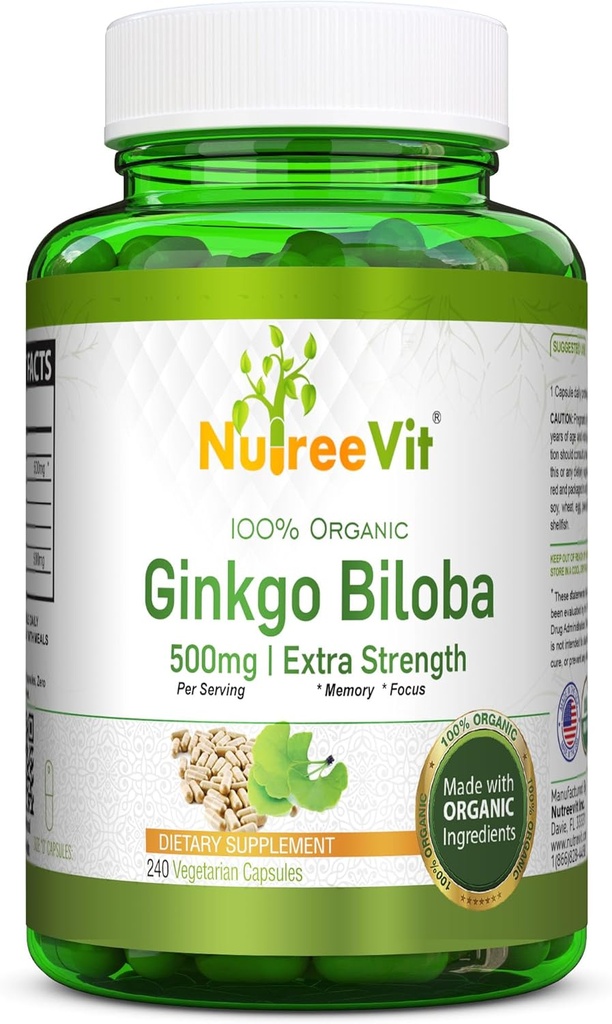 NutreeVit Ginkgo Biloba Herbal Suplemen Kapsul (240 Count)