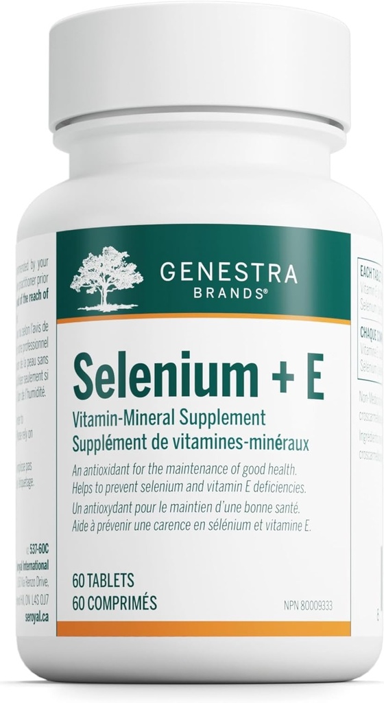 Genestra Brands Selenium + E 124; Menyediakan antioksidant Dukung 124; 60 tablet