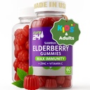 Sambucus Elderberry Gummies + Vitamin C + Zinc untuk Anak-anak & Dewasa, X3 Dukungan Ammune, Flavors Alam + Ingredians, Vegan, Non-GMO, Dibuat di USA (60)