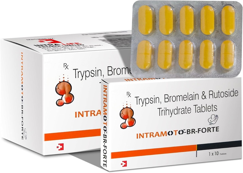 INTRAMOTO- BR-FORTE TABS TRIPsin 96mg + Bromelain 180mg + Rutoide Trihidrat 200mg
