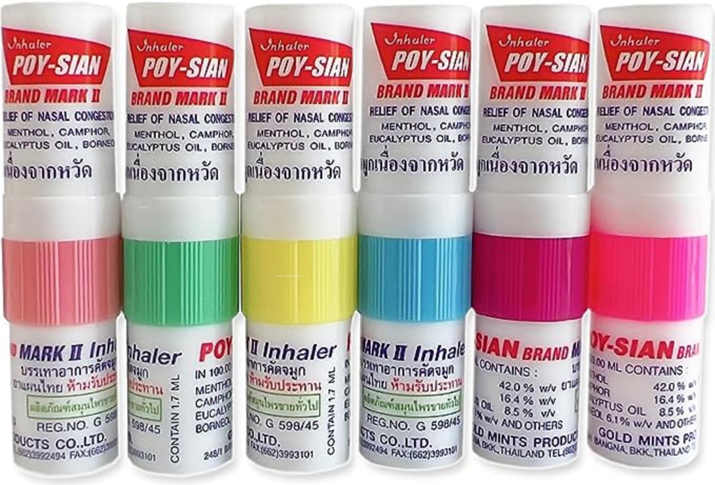 POY- SIAN Mark II Menthol Aromatherapy Nasal Inhaler, Remedy Herbal Natural dengan Cooling Esmonary Oils Poysian (Paket 6)