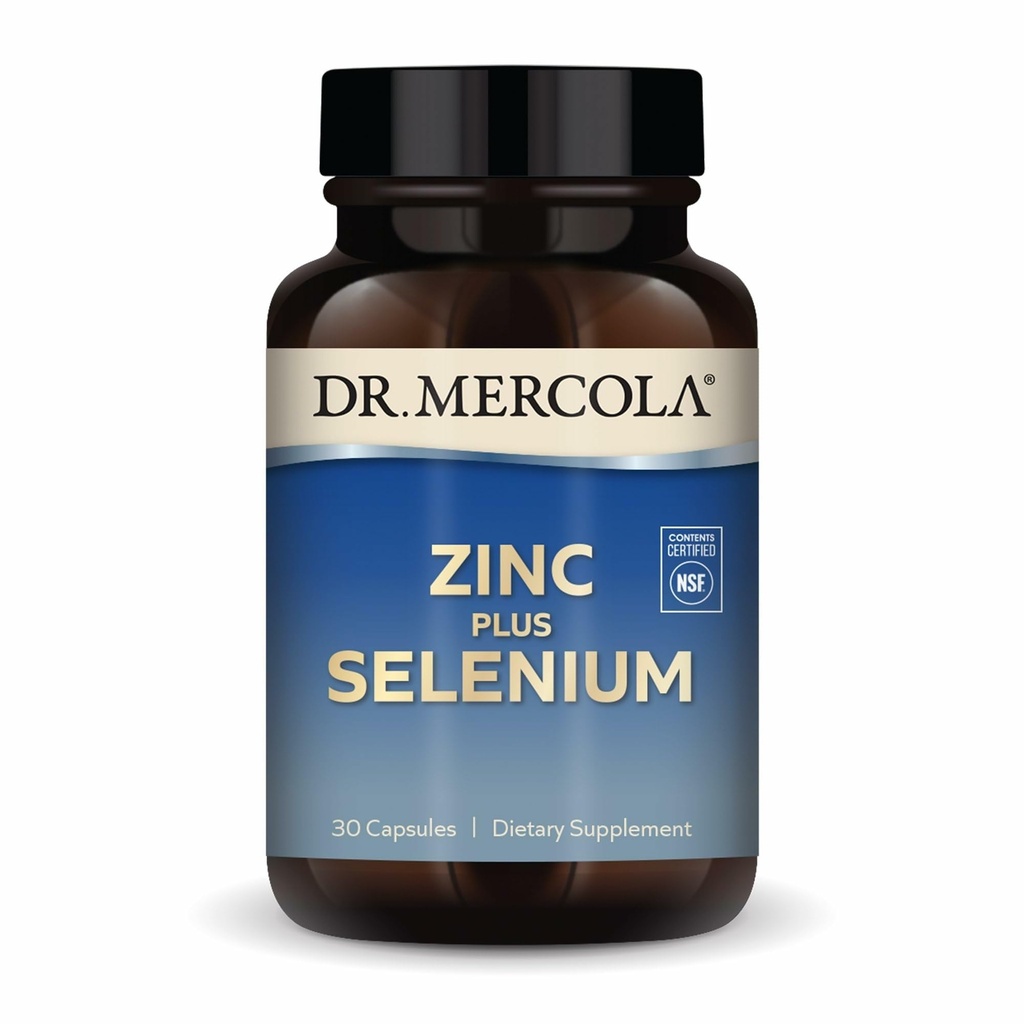 Dr. Mercola Zinc Plus Selenium - Mineral Blend Suplement - for Imune, Brain & Respiratory - contains Zinc Glycinate Chelate & Copper - GMO-Free & GGluten- Free - 30 Capsules (30 Pelayan)