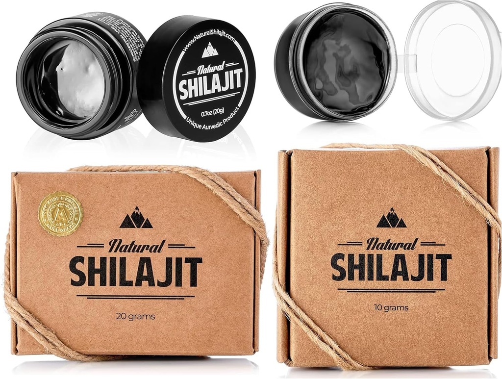 NATURAL SHILAJIT Resin - Shilajit Suplemen dengan Acid Fulvic & Trace Minements, Plant Based Nutrients for Energy, Imune Dukung & Vitalitas - 20 Gram & 10 Gram