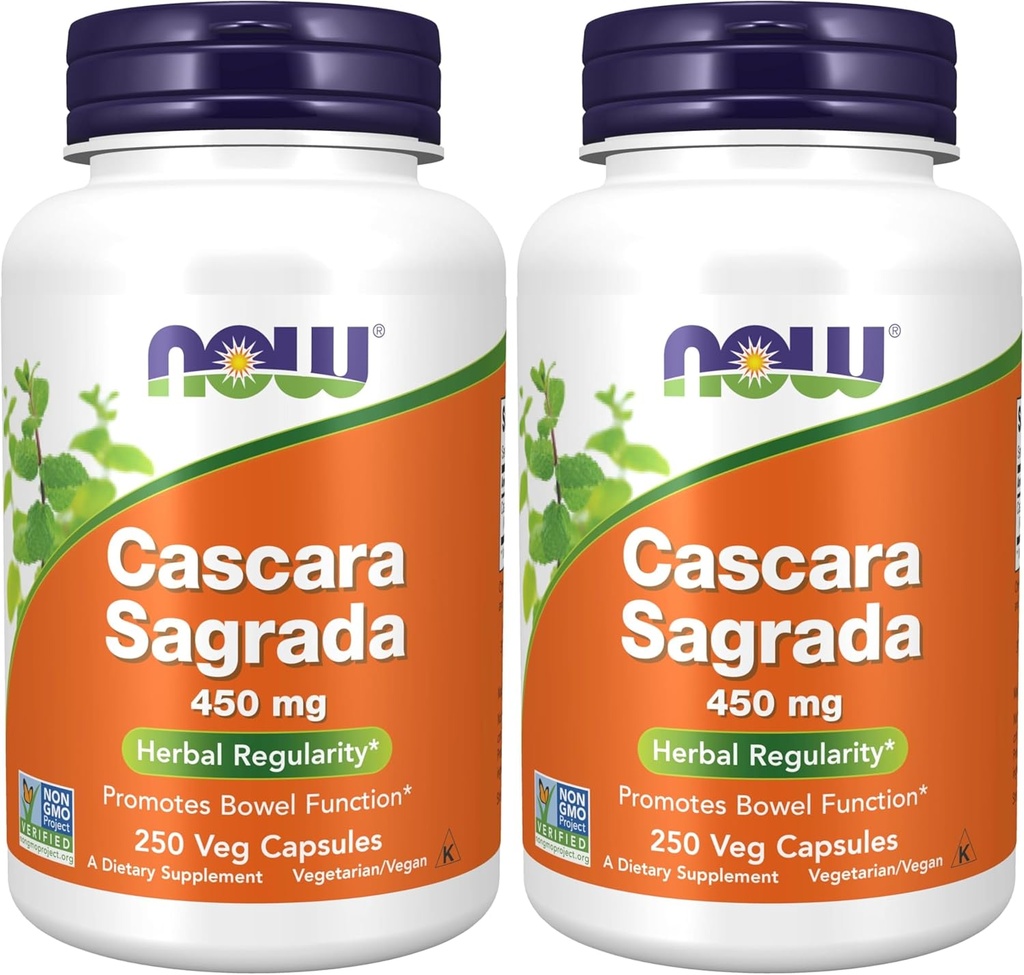 Suplemen SEKARANG, Cascara Sagrada (Rhamnus purshiana) 450 mg, 250 Veg Capsules (Paket 2)