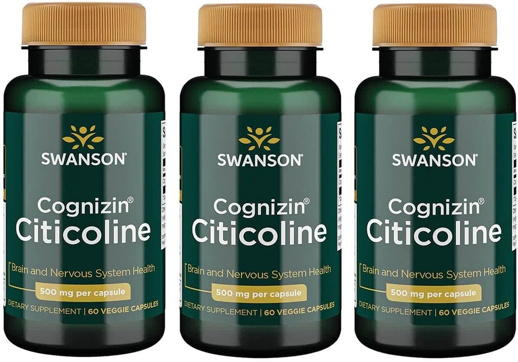 Swanson Cognizin 1.000 Miligram 60 Veg Capsules (3 Pack)