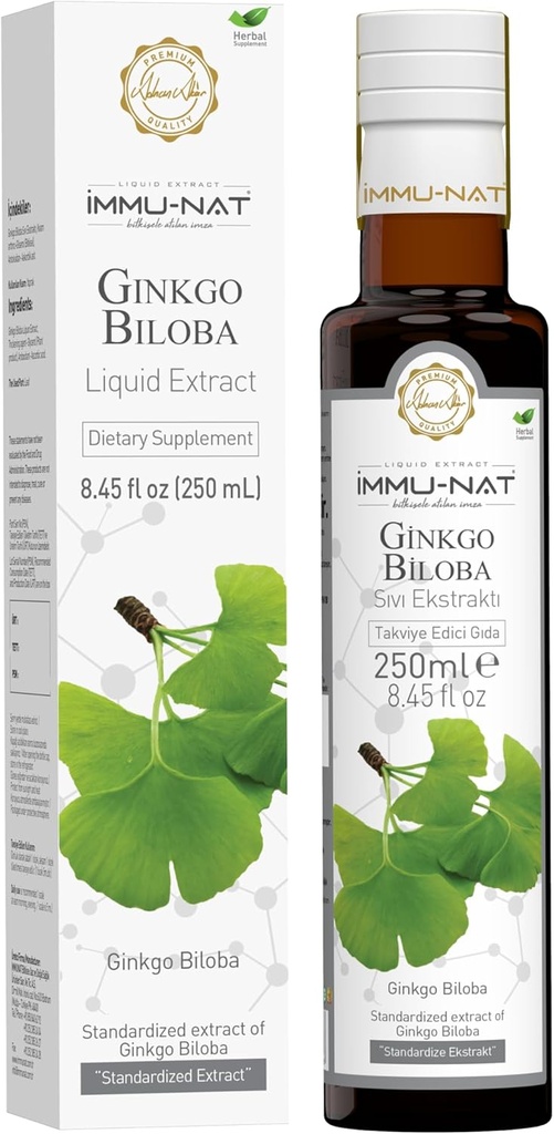 Ginkgo Biloba Premium Liquid Suplemen - 8.5oz - Enhances Memory & Kognitive Fungsi - Herbal Formula