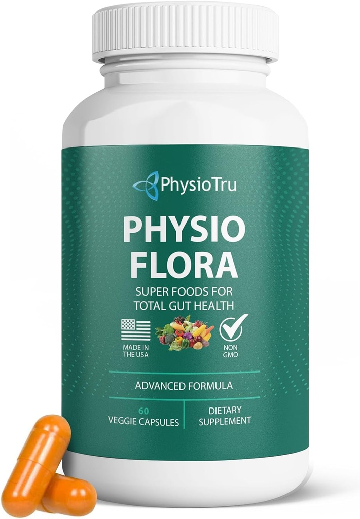 Physio Flora Curcumin Piperine, Progities dan Pregities untuk Gut, 60 Veggie Capsules