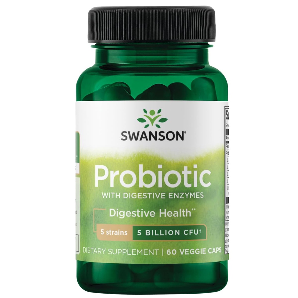 Swanson Probiotic with Digetical Enzymes 5 Billion Cfu 60 Veg Capsules