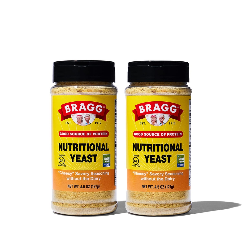Bragg Premium Nuttration Yeast Seasoning - Vegan, Gluten Free - Good Source of Protein & Vitamin - Nutremitious Savory Parmesan Cheese Substitute (Original, 4.5 Ounce (Paket 2))