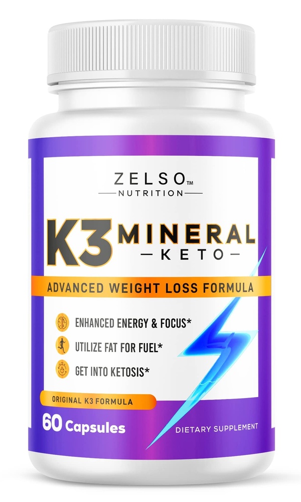 ZELSO K3 Mineral Weight Woss Pill for Women and Men, K3 Mineral Pil - K3 Salt Mineral, Vitamin + K3 Capsules Suplemen Keto Weight Los - 1 Bulan Suppply