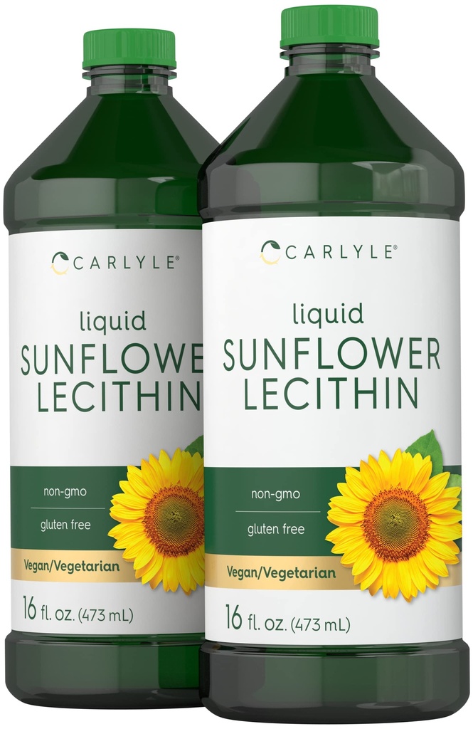 Carlyle Sunflower Lecithin Liquid 124; 16 oz 124; 2 Pack 12.4; Vegan, Vegetarian, Non-GMO, Soy Free, Gluten Free
