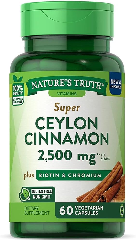Kebenaran Alam Super Cinnamon ditambah Biotin & Chromium Quicklease Capsules - 60 ct, Paket 3