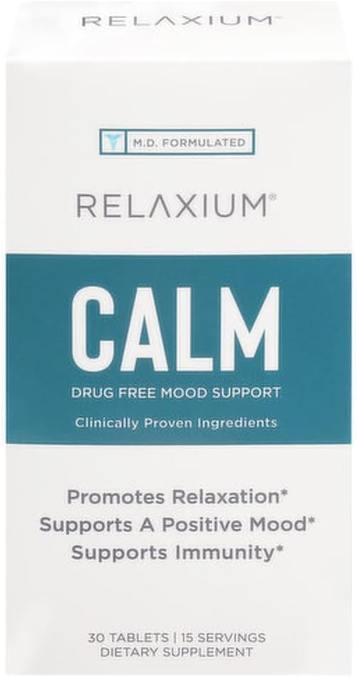 Relaxum Calm, Non-Habit Forming, Stress and Mood Support, Elevate Mood & Boost Relaxation with Ashwagandha, 5- HTP, GABA, Passion Flower, (30 Tablet, 2 Week Supppply)