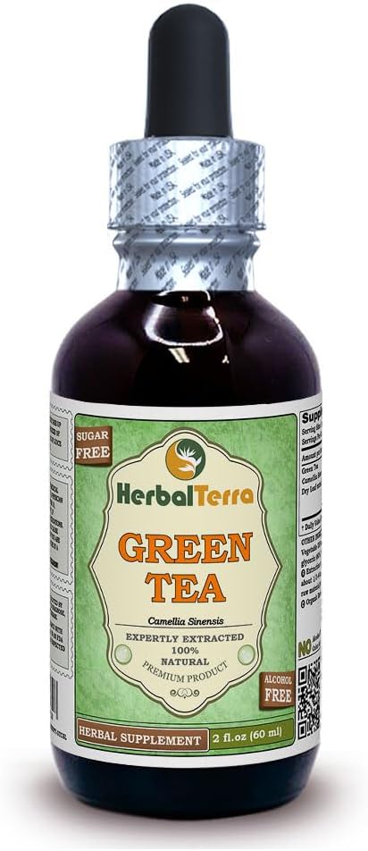 Herbal Terra LLC Green Tea (Camellia Sinensis) Glycerite, Organic Died Leaves Alcohol- Free Liquid Extract 2 oz