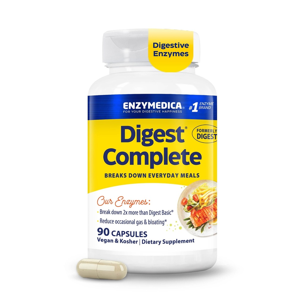Enzymedica Digest, Full- Range, Enzymes Digetical Setiap hari, Offers Akting Gas & Bloating Relief, 90 Count