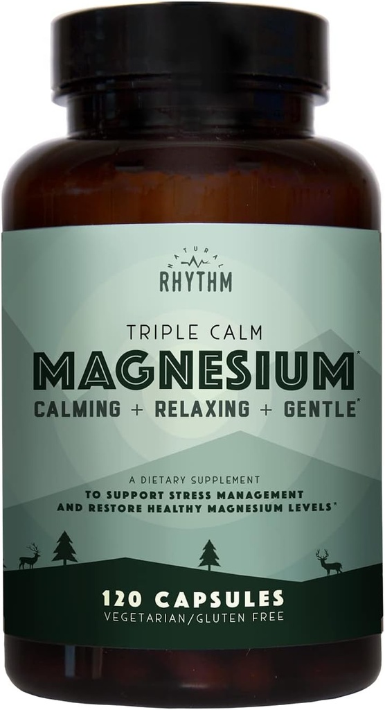 Natural Rhythm Calm and Ammune Support - Triple Calm Magnesium (120 Capsules) + Ah Chews! Imune Booster Lozenges (60 Capsules)