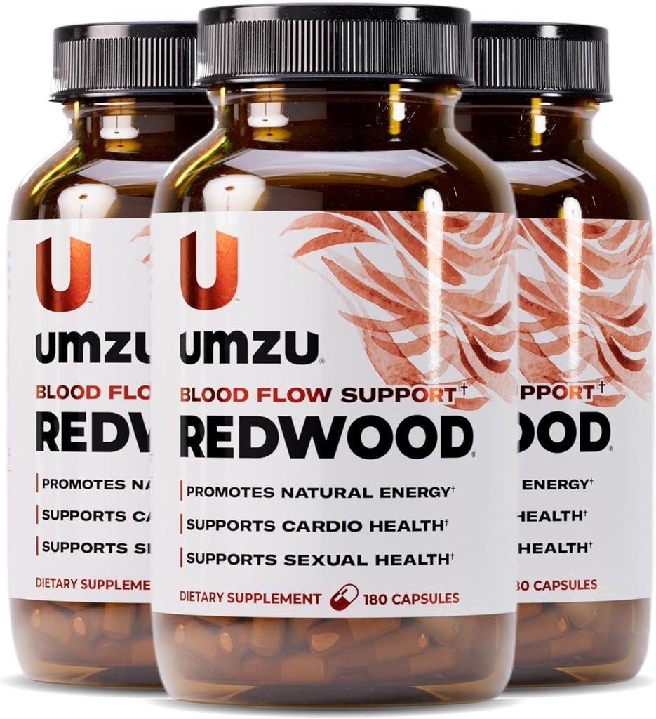 Suplemen UMZU Redwood Nitric Oxide Booster, 3-Bulan - Nitric Oxide Suplement with Vitamin C, Garlic & Horse Chestnut - Supports Healthy Circulation, Blood Flow, Energy, Stamina dan Daily Vitalitas