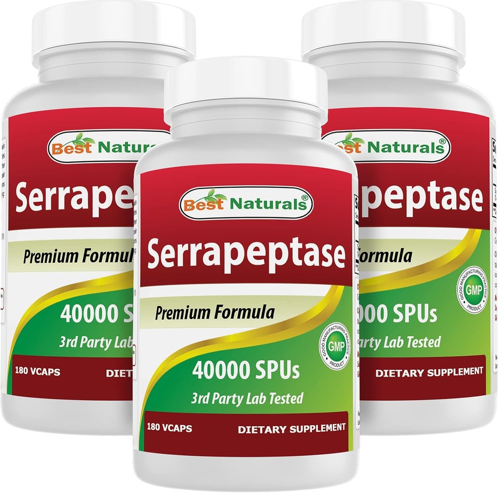 Terbaik Serrapeptase 40.000 SPU 180 Capsules (180 Cacah (Paket 3)))