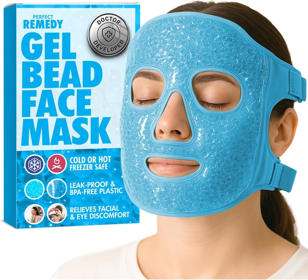 Perfect Remedy Face Ice Pack, Reconded Hot & Cold Ice Face Mask, Gel Compress for Helping with Puffy Eyes dan avoding in Conditions of Sweelling, Facial Spa Cooling Mask for Women and Men (Biru)