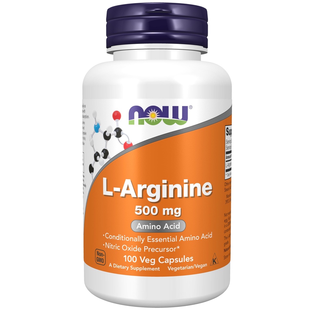 Sekarang Makanan Suplemen, L-Arginine 500 mg, Nitric Oxide Prekursi *, Acid Acid, 100 Veg Capsules