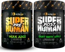 ALPHA LION Superhuman Pre Workout Powder & Post Workout Bundle, Substained Energy & Focus + Lean Muscle Growth, Power & Volume (Hulk Juice & Gaery Smith Apple)