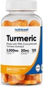 Nutricost Turmeric Gummies (240 Gummies) - Citrus Flavored, dibuat dengan 95% Curcuminoid, 120 Pelayan, termasuk Ginger dan Black Pepper Extract, Vegetarian, Non- GMO dan Gluten Free