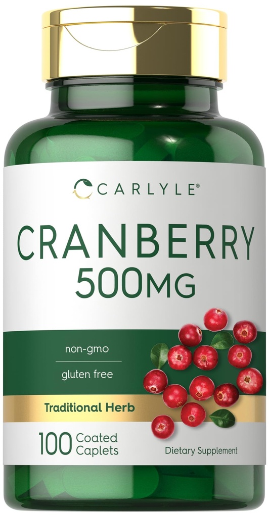 Carlyle Cranberry Pills 124; 500mg 124; 100 Caplets 124; Non-GMO, Gluten Free Supplemen Perempuan & Pria