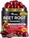 Beet Root Gummies - Beet Gummies - Red Beets Suplemen dengan Beetroot, Grape Benih, Coq10, Vitamin C & B12 - 60 Padang Bir Chews