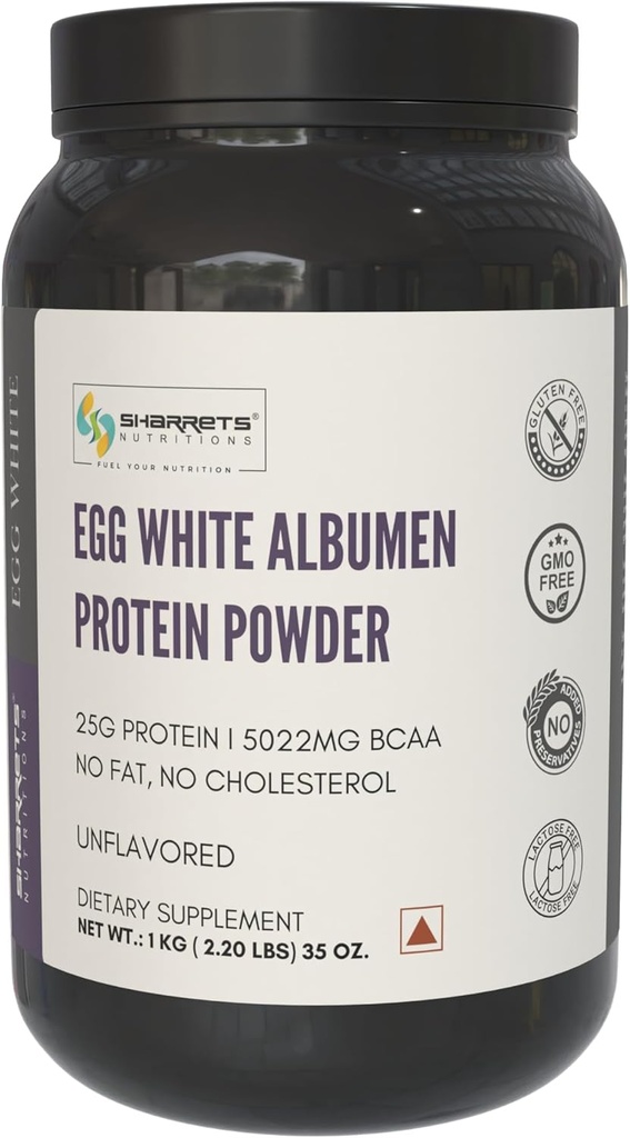 Egg White Albumen Protein Powder, 2.2 lbs Unhafeared, Protein Powder untuk Pria Dewasa Atletes Bodybuilding Pemula Anak Laki-laki Girls Family, Halal Sertifikasi - Non GMO, Gluten Dairy Free
