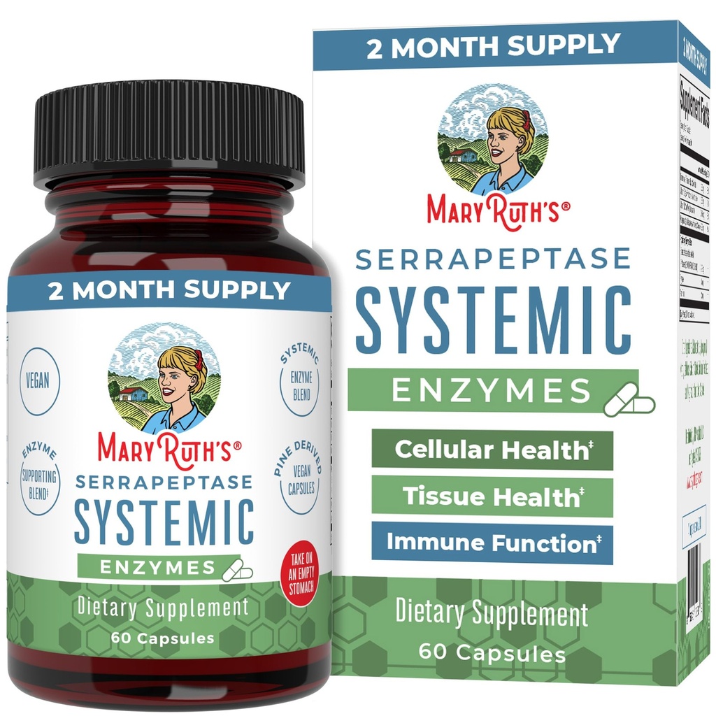 MaryRuth Organics Serrapeptase Enzymes Capsules 124; Sampai dengan 2 Bulan Suply 124; Enzyme Suplemen untuk Potency Tinggi Pelepasan Sinus Pill 124; Tessuler Kesehatan 124; Vegan 124; Gluten Free Potency 144; 60 Count