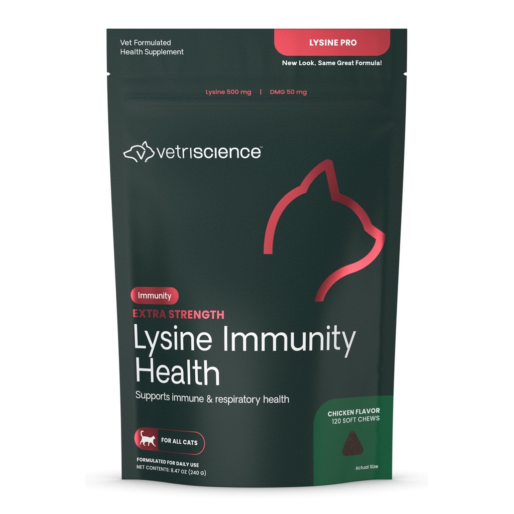 VETIRICIENCE Ekstra Kekuatan Lysine Imunitas Kesehatan Chews - Imunity Suplemen untuk Kucing Dari All Ages - Mendukung Fungsi Immune, Fungsi Kesehatan & Kardiovaskular - 120 Count