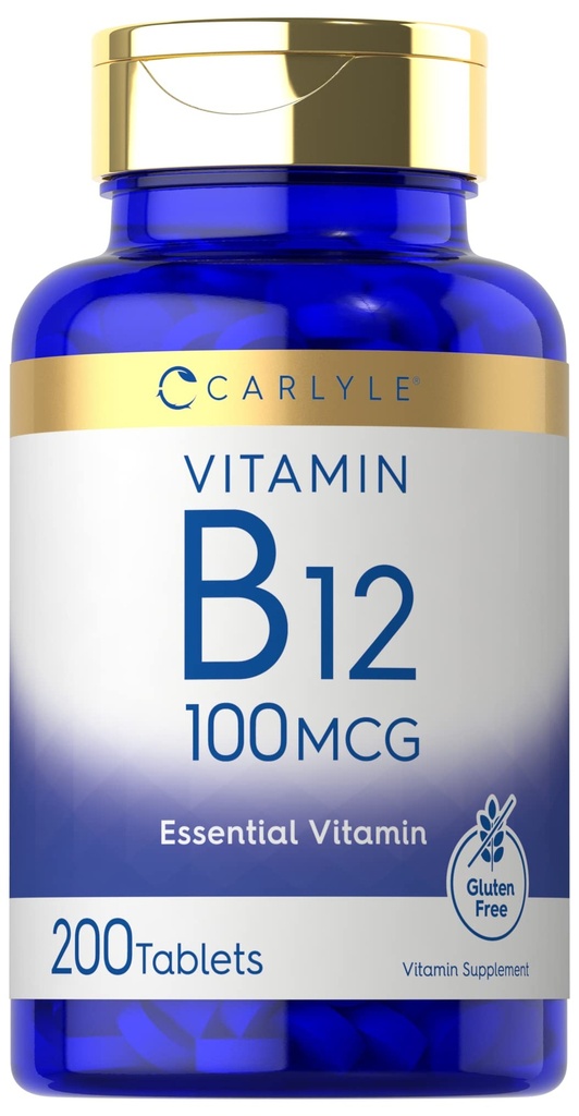 Carlyle Vitamin B12 100mcg 124; 200 Tablets 126; Ensibel Vitamin Suplemen 126; Vegan, Non-GMO, dan Gluten Free Formula