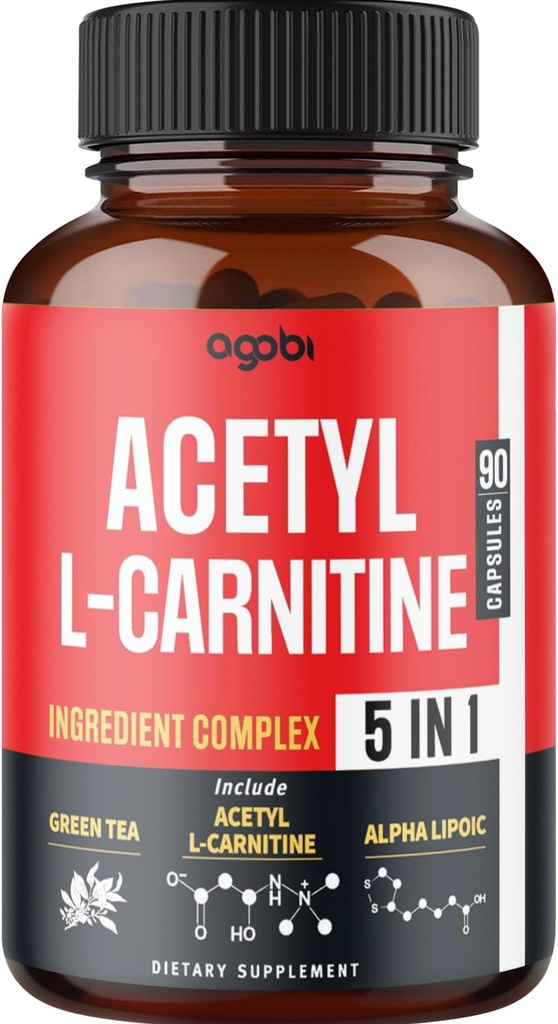 Acetyl L-Carnitine Suplemen - 2600mg 3 bulan - Dicampur dengan Alpha Lipoic Acid, Green Tea, Green Coffee Bean & Raspberry Ketones - Dukungan Kesehatan Memory & Otak, Non-GMO - 90 Vegan Capsules