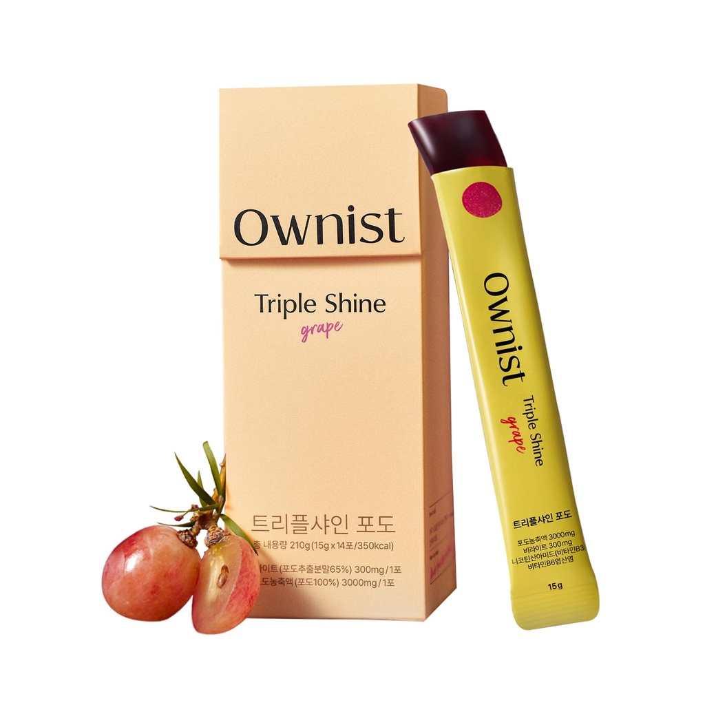 Ownist Triple Shine Grape Jelly On- The Go - Target Dark Spots & Skin Brightening, Contains Belight ™, Vitamin B, C - 14 Stick Packs