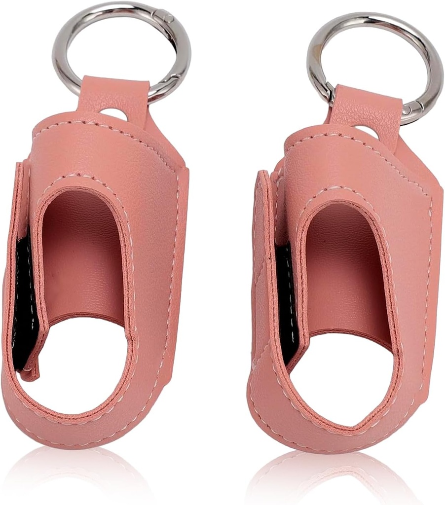 HURRISE 2pcs Asthma Inhaler Holder, Inhaler Holder Keychain, Portable Storage Protection Case PU Leather with Carabiner Clip - Versatile Use, Stylish and Design for Travel