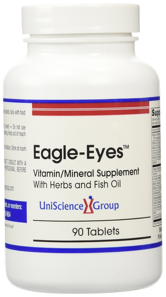Eagle- Eyes, Optimal Vision Health dengan 500 mg Omega 3 Fish Oil, Lutein, Dalxanthin, Bilberry Fruit Extract, Vitamin A, C, E, Zinc, NAC, Taurine, 90 Tablets