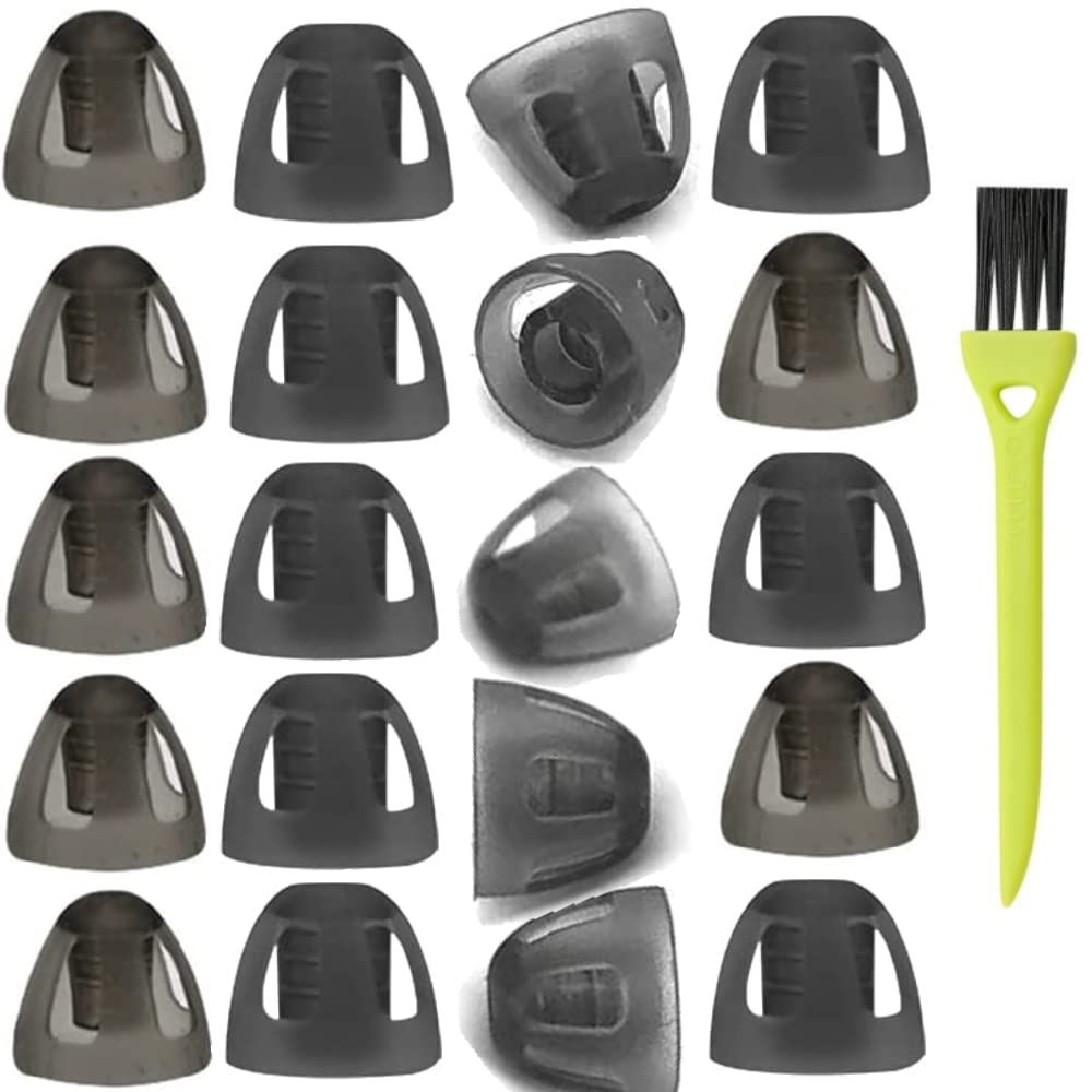 20Packs Small 6mm Hearing Aid Domes Smoky Gray Tips for GN Resund Comfortable for Open Fite BTE Sound Amplifier Kit Invisible (Small) with 1 Brush