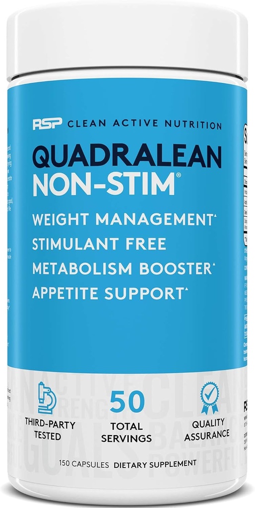 QuadraLean Nutres - Stimulant Free Weight Management, Metabolisme Booster, Energy & Appetite Dukungan - CLA, LLA, L-Carnitine, Tea Extract, Non- Stim Formula, 50 Serv (Packaging May Vary)