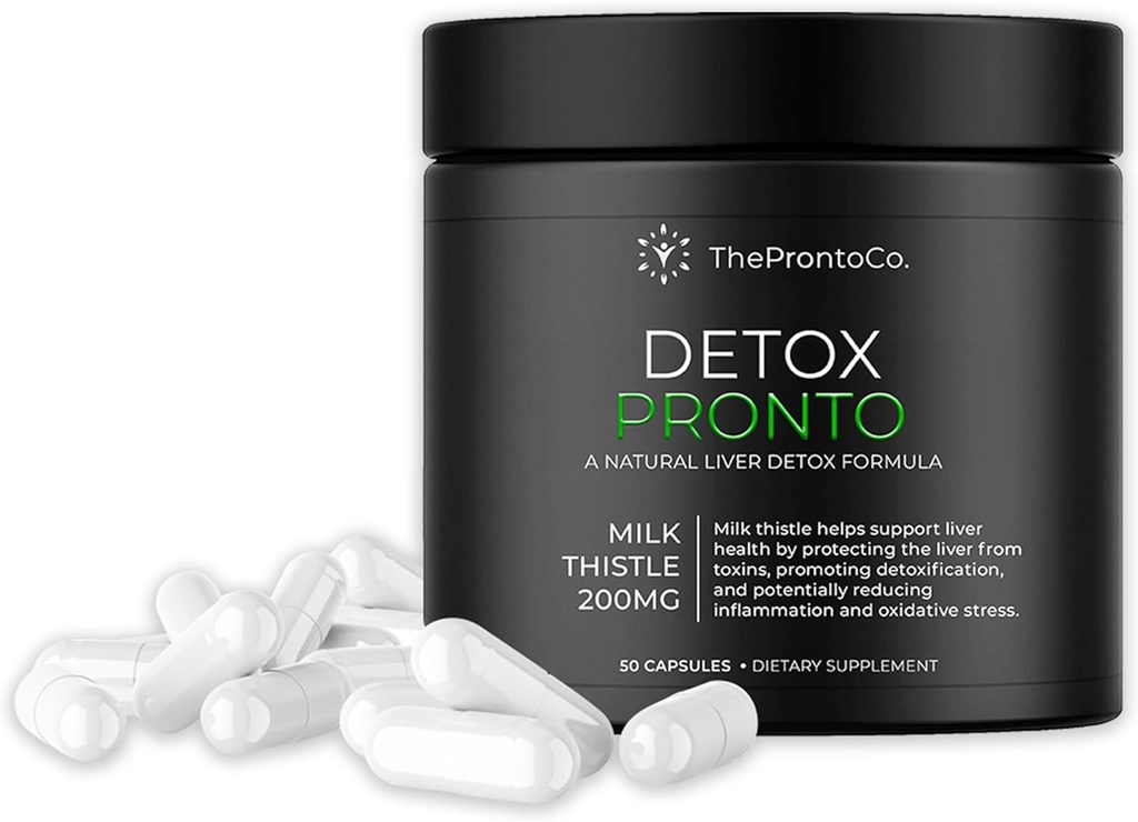 Pronto Liver Detox Supplement - Milk Thistle Extract 200mg, Liver Cleanse & Dukung Pil, Detox Formula untuk Kesehatan Hati, 50 Kapsul