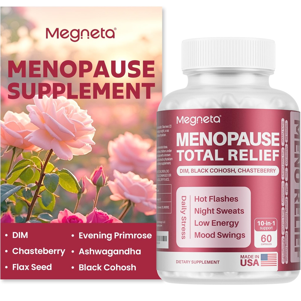 Suplemen Menopause bagi Perempuan, Dukungan Pewarna Panas & Cuaca Malam, dengan Cohosh Hitam, DIM & Evening Primrose, Keseimbangan Hormonal & Mood Dukungan - 60 Kapsul